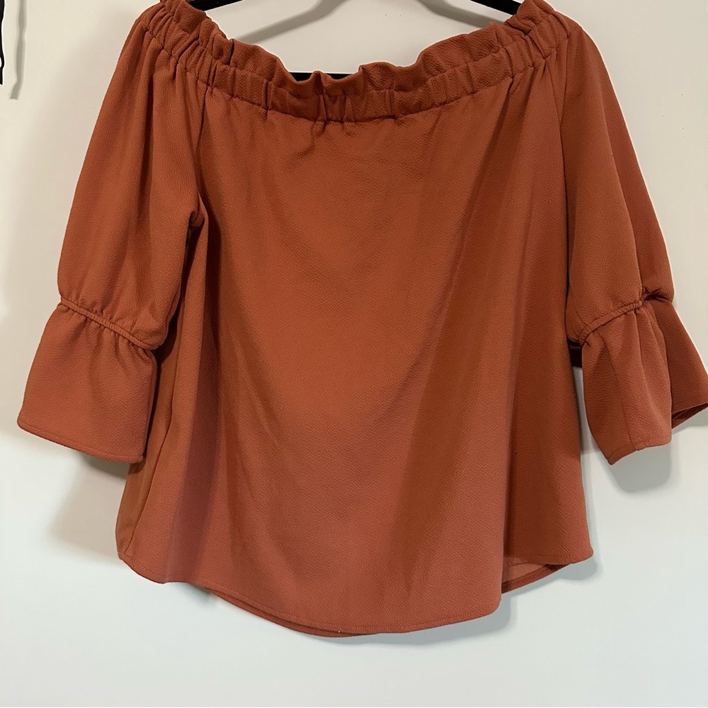 New York & Company Terracotta Off-Shoulder Blouse